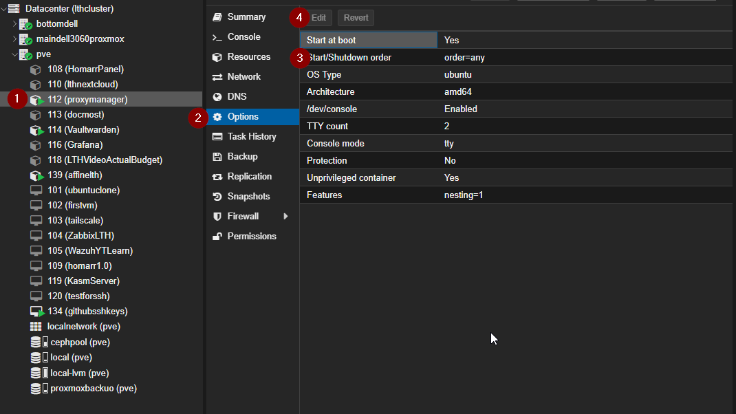 Container auto-start setting